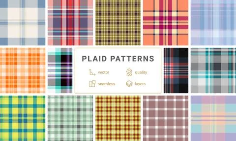 Plaid pattern set for modern scrapbooking. Perfect for albums, journals, and  Stock Illustration