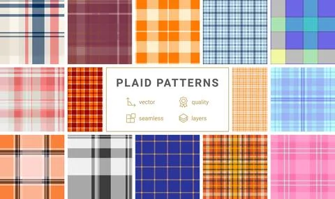 Plaid pattern set for notebook covers. Seamless tartan textures enhance pri.. Illustrazione stock