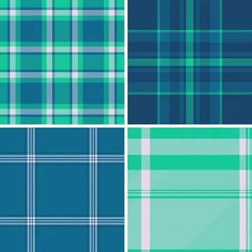 Plaid pattern set for notebook sets. Coordinated tartan textures unify multip Stock Illustration