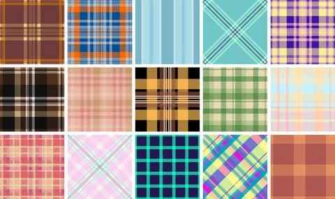 Plaid pattern set optimized for craft lookbooks and printable sets. Strong ta Illustrazione stock