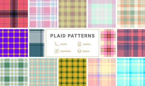 Plaid pattern set optimized for lookbooks, catalogs, and e-commerce. Strong.. 스톡 일러스트