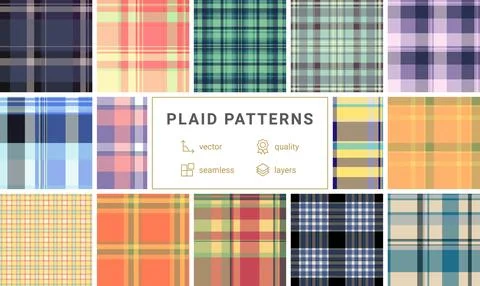Plaid pattern set optimized for lookbooks, catalogs, and e-commerce. Strong t Stock Illustration