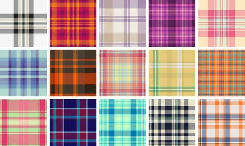 Plaid pattern set for outdoor leisure projects, picnic spreads, and casual .. Stock Illustration