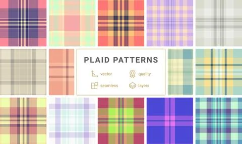 Plaid pattern set perfect for multipurpose design workflows. Vector tartan .. 스톡 일러스트
