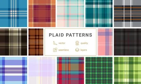 Plaid pattern set perfect for websites, apps, social media, and digital moc.. Stock Illustration