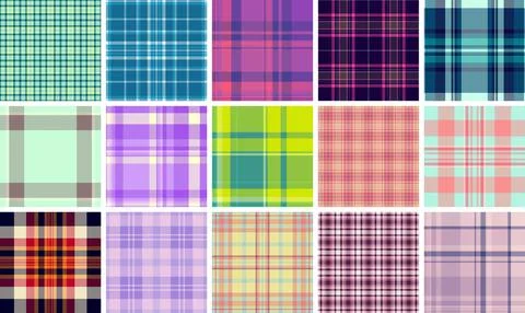 Plaid pattern set for print shops and textile studios. Optimized tartan rep.. Stock Illustration