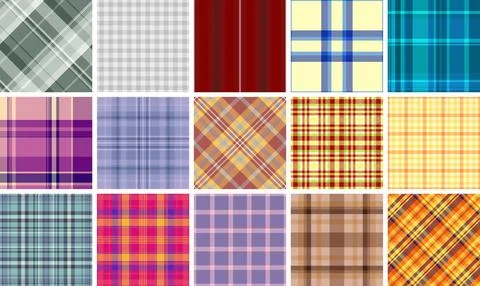 Plaid pattern set for print shops and fabric mills. Optimized tartan repeat.. Stockillustratie