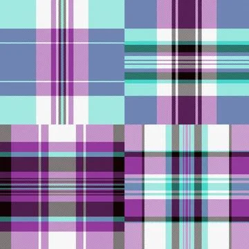 Plaid pattern set for print shops and fabric mills. Optimized tartan repeats  Illustrazione stock
