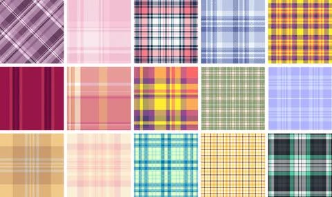 Plaid pattern set for professional and personal use. Works for apparel, decor Illustrazione stock