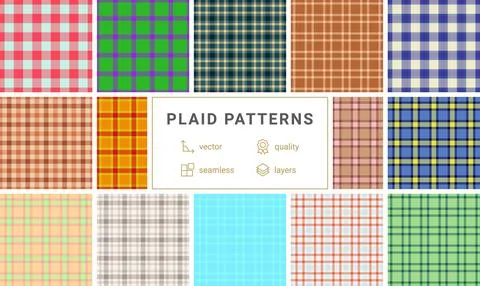 Plaid pattern set for professional and personal use. Works for apparel, decor Stock Illustration