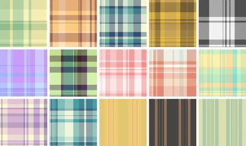 Plaid pattern set for professional designers and textile engineers. Seamless  Stock Illustration