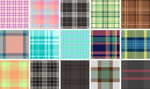 Plaid pattern set reflecting American classic traditions. Seamless vectors en Stock Illustration