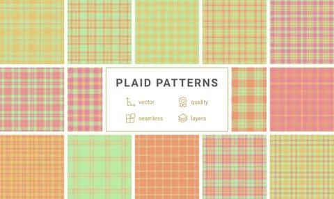 Plaid pattern set reflecting factory-quality textile production standards. Se イラスト素材