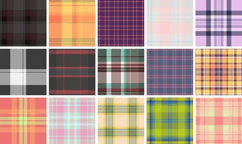 Plaid pattern set reflecting Independence Day celebrations and USA traditions Illustrazione stock