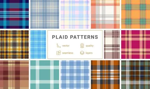 Plaid pattern set reflecting nostalgic craftsmanship. Suitable for retro visu Stockillustratie