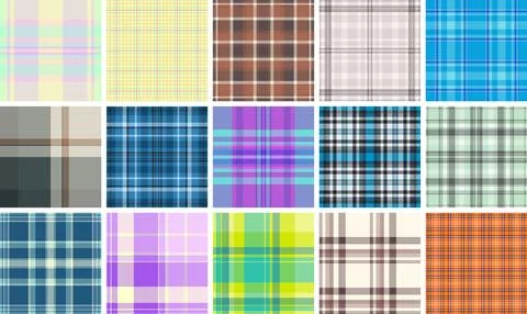Plaid pattern set reflecting old-world textile traditions. Ideal for nostal.. Stock Illustration