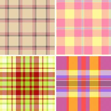 Plaid pattern set reflecting USA-inspired casual style. Seamless buffalo chec Stock Illustration