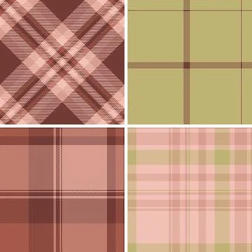 Plaid pattern set reflecting USA-inspired casual style. Seamless buffalo chec Stock Illustration