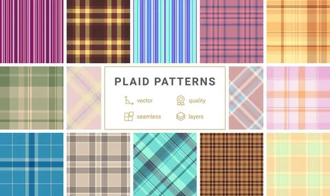 Plaid pattern set for report covers. Coordinated tartan patterns create pro.. Stock Illustration