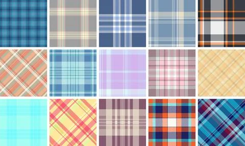 Plaid pattern set for romantic stationery. Perfect for cards, banners, and pr Stock Illustration