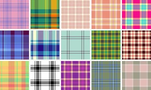 Plaid pattern set rooted in historic fabric design. Ideal for classic collect Stockillustratie