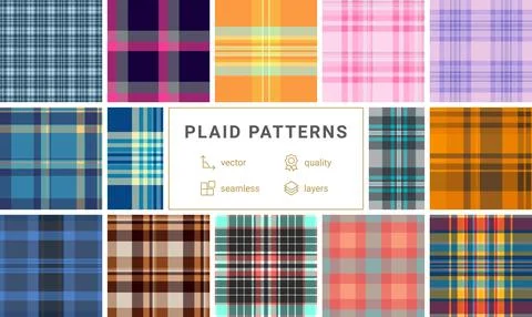 Plaid pattern set rooted in historic fabric design. Ideal for classic colle.. Stock Illustration