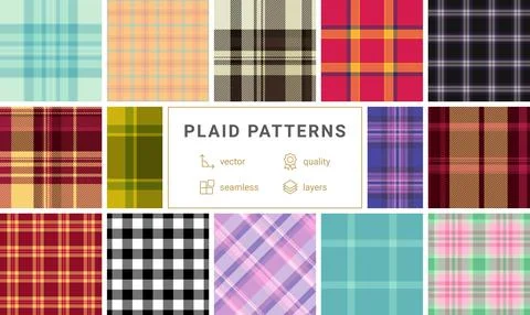 Plaid pattern set with rustic charm, ideal for textile materials, wallpaper.. イラスト素材