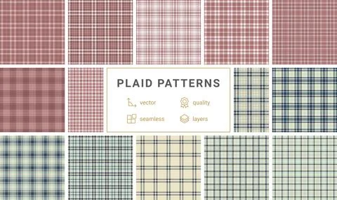Plaid pattern set with rustic charm, ideal for textile materials, wallpaper.. Stockillustratie