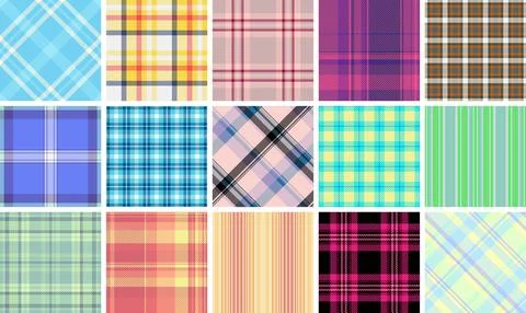 Plaid pattern set with rustic charm, ideal for textile materials, wallpaper.. イラスト素材