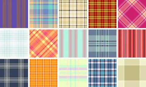 Plaid pattern set with rustic charm, ideal for textile materials, wallpaper.. Stockillustratie