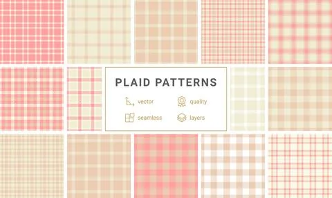 Plaid pattern set with rustic charm, ideal for textile materials, wallpaper.. Stockillustratie