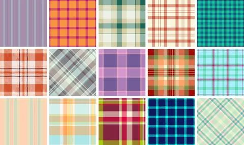 Plaid pattern set with rustic charm, ideal for textile materials, wallpaper.. Stockillustratie