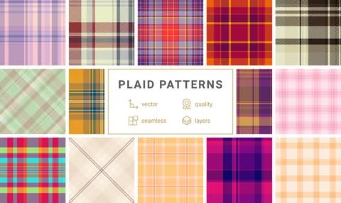 Plaid pattern set with rustic charm, ideal for textile materials, wallpaper.. Stockillustratie