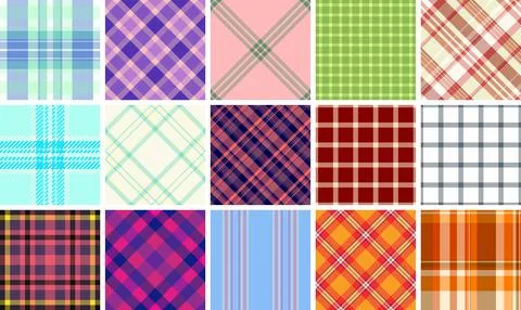 Plaid pattern set with rustic charm, ideal for textile materials, wallpaper.. Stockillustratie