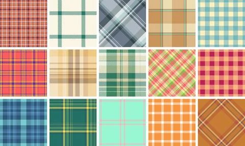 Plaid pattern set with rustic charm, ideal for textile materials, wallpaper.. イラスト素材
