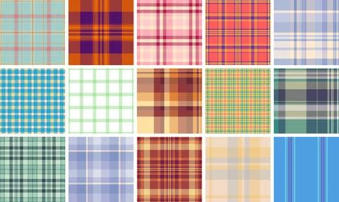 Plaid pattern set with rustic charm, ideal for textile materials, wallpaper.. イラスト素材