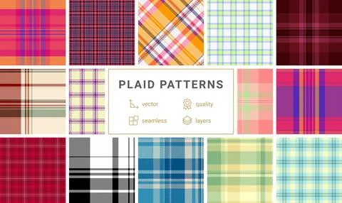 Plaid pattern set with rustic charm, ideal for textile materials, wallpaper.. イラスト素材