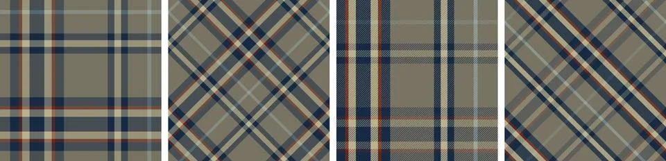 Plaid pattern set seamless tartan check plaid for skirt Stock Illustration