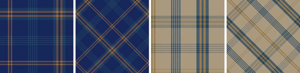 Plaid pattern set seamless tartan check plaid for skirt, tablecloth, blanket Stock Illustration