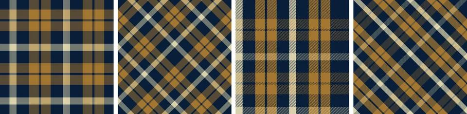 Plaid pattern set seamless tartan check plaid for skirt, tablecloth, blanket Stock Illustration