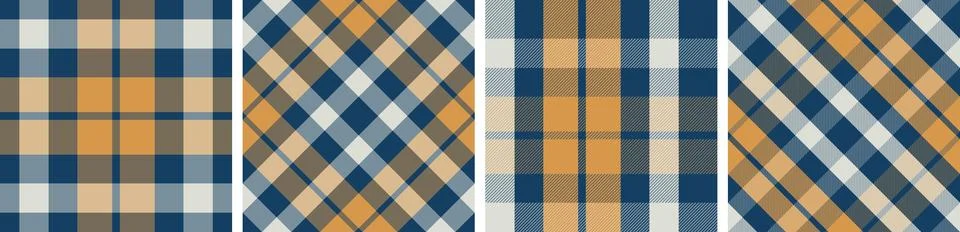 Plaid pattern set seamless tartan check plaid for skirt, tablecloth, blanket Illustrazione stock