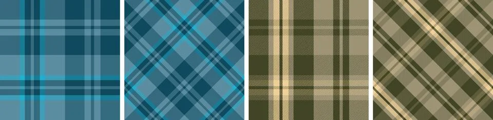 Plaid pattern set seamless tartan check plaid for skirt, tablecloth, blanket Illustrazione stock