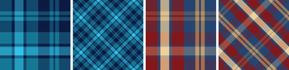 Plaid pattern set seamless tartan check plaid for skirt, tablecloth, blanket Stock Illustration
