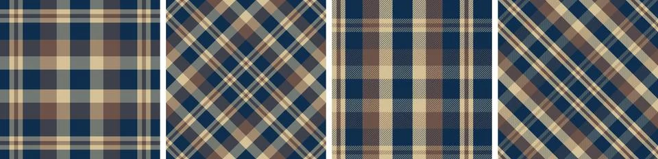 Plaid pattern set seamless tartan check plaid for skirt, tablecloth, blanket Stock Illustration