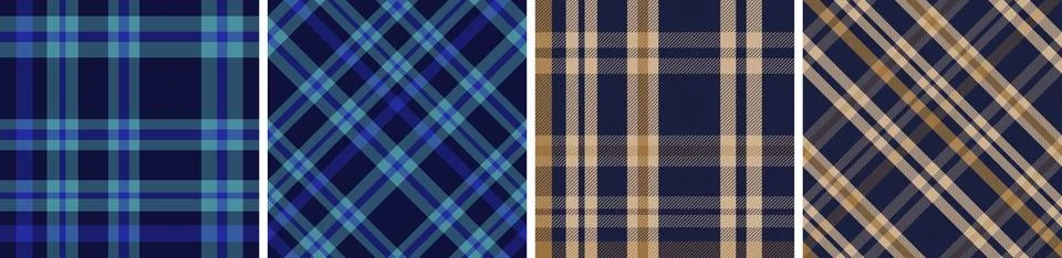 Plaid pattern set seamless tartan check plaid for skirt, tablecloth, blanket Illustrazione stock