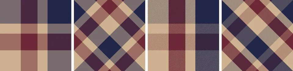 Plaid pattern set seamless tartan check plaid for skirt, tablecloth, blanket Stock Illustration