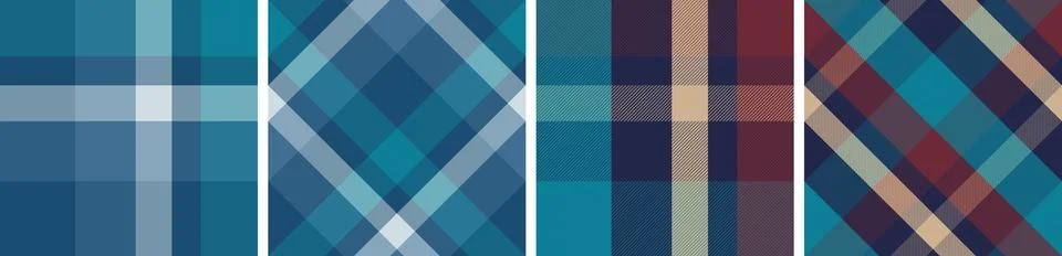 Plaid pattern set seamless tartan check plaid for skirt, tablecloth, blanket Stock Illustration