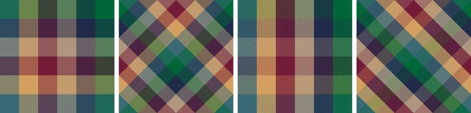 Plaid pattern set seamless tartan check plaid for skirt, tablecloth, blanket Illustrazione stock