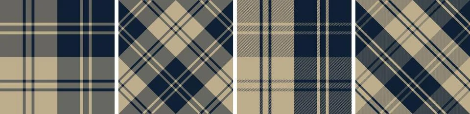 Plaid pattern set seamless tartan check plaid for skirt, tablecloth, blanket Stock Illustration