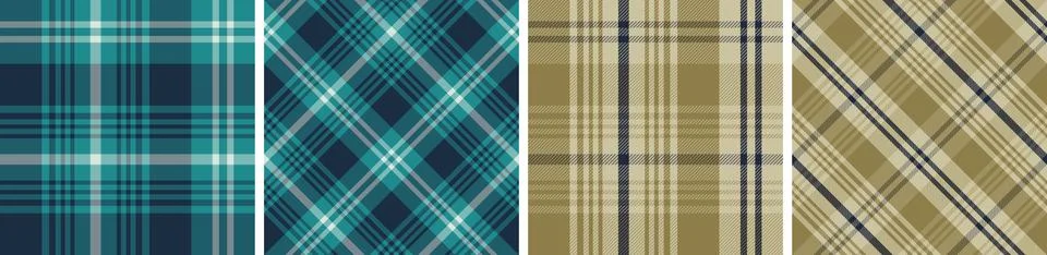 Plaid pattern set seamless tartan check plaid for skirt, tablecloth, blanket Stock Illustration